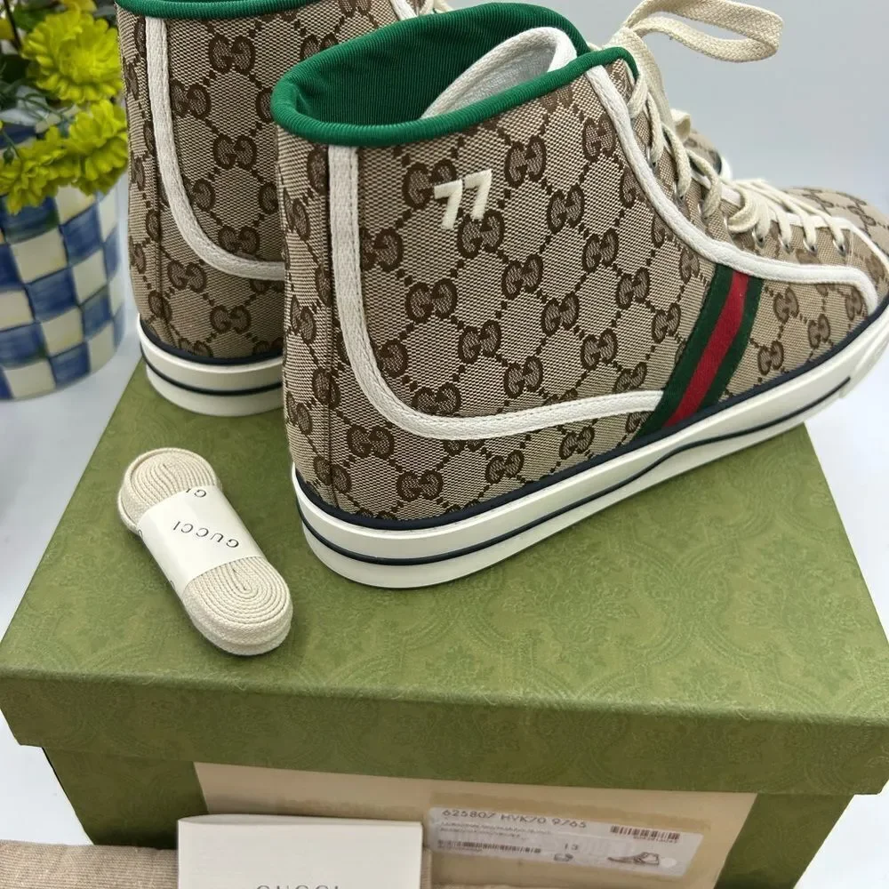 Men's Gucci tennis 1977 high top sneakers size 13 made in Italy